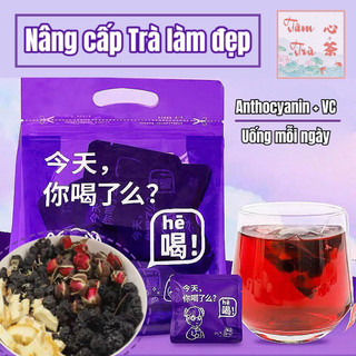 Trà làm đẹp: Hắc Kỷ Tử + Dâu Tằm + Nụ Hồng + Chanh Vàng