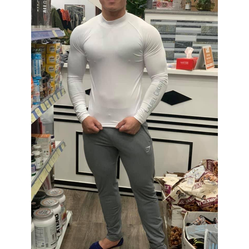 Áo thun nam body cotton lạnh dài tay, áo tập gym nam