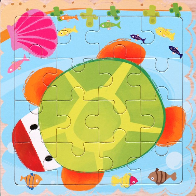 Tranh ghép hình cho bé 16 mảnh bằng gỗ 15x15cm an toàn giúp bé rèn luyện trí tuệ và kiên nhẫn A1StudioKids