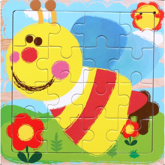 Tranh ghép hình cho bé 16 mảnh bằng gỗ 15x15cm an toàn giúp bé rèn luyện trí tuệ và kiên nhẫn A1StudioKids