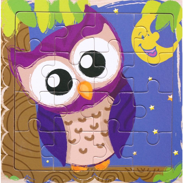 Tranh ghép hình cho bé 16 mảnh bằng gỗ 15x15cm an toàn giúp bé rèn luyện trí tuệ và kiên nhẫn A1StudioKids