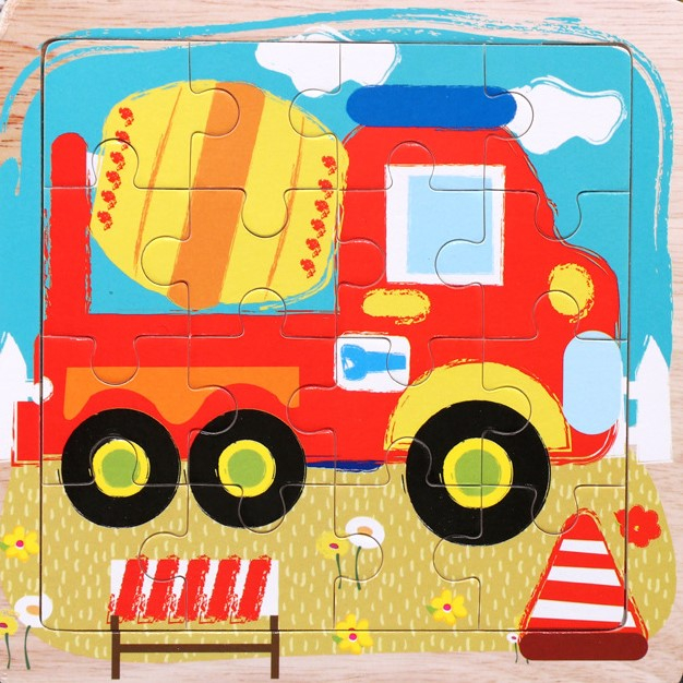 Tranh ghép hình cho bé 16 mảnh bằng gỗ 15x15cm an toàn giúp bé rèn luyện trí tuệ và kiên nhẫn A1StudioKids