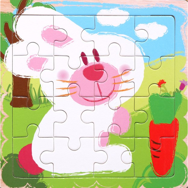 Tranh ghép hình cho bé 16 mảnh bằng gỗ 15x15cm an toàn giúp bé rèn luyện trí tuệ và kiên nhẫn A1StudioKids