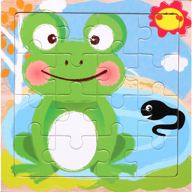 Tranh ghép hình cho bé 16 mảnh bằng gỗ 15x15cm an toàn giúp bé rèn luyện trí tuệ và kiên nhẫn A1StudioKids