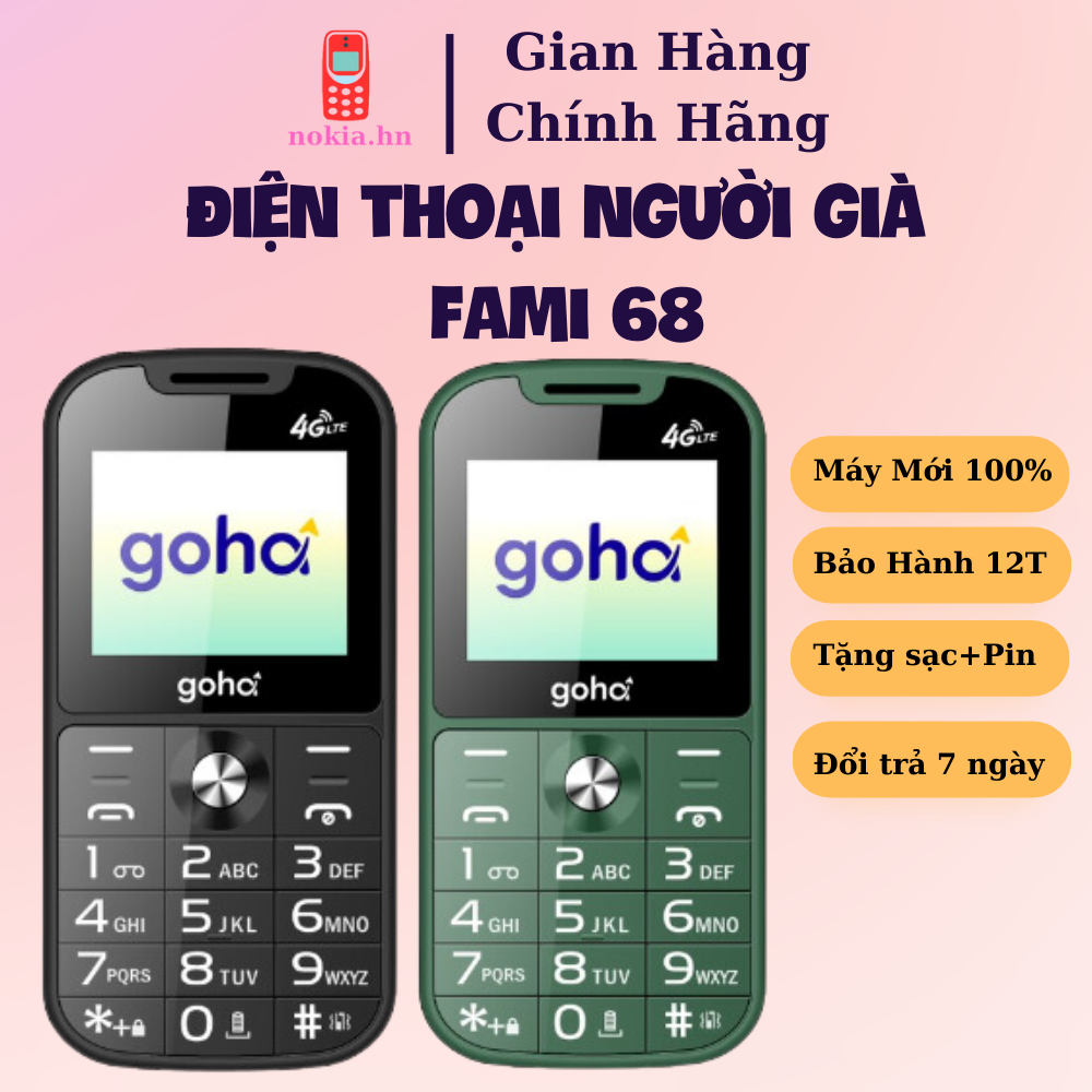 (New 100%)Điện Thoại người già Fami 68 Phím lớn , Loa to , Giá rẻ - Hàng chính hãng 4.8 31 Đá