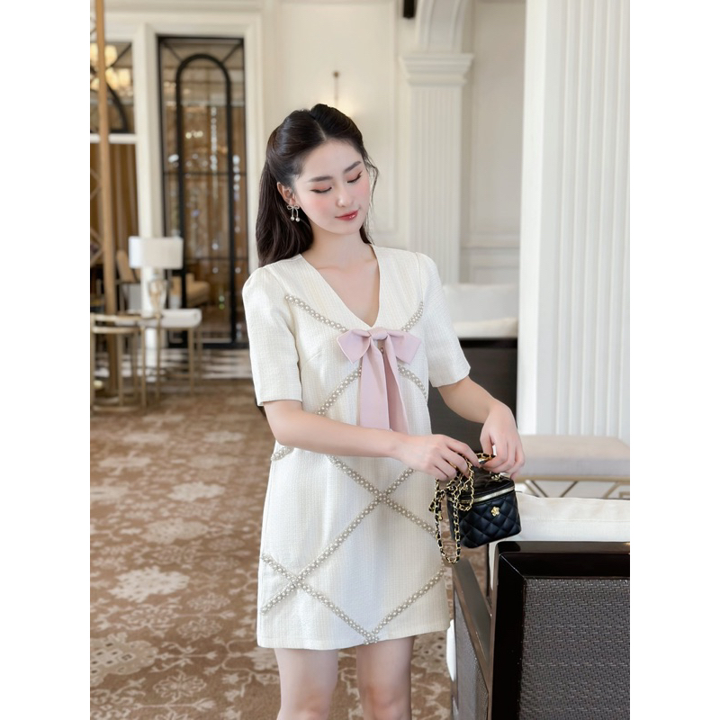 Tiffany Dress - váy text pha viền thiết kế DTM