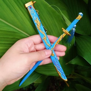 Móc khóa ngũ trảo kim long kiếm rồng 22cm.