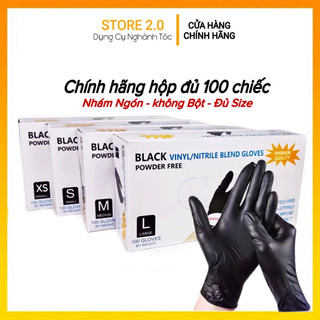 [Chính Hãng] Găng tay đen dai không bột nhám hộp 100 chiếc