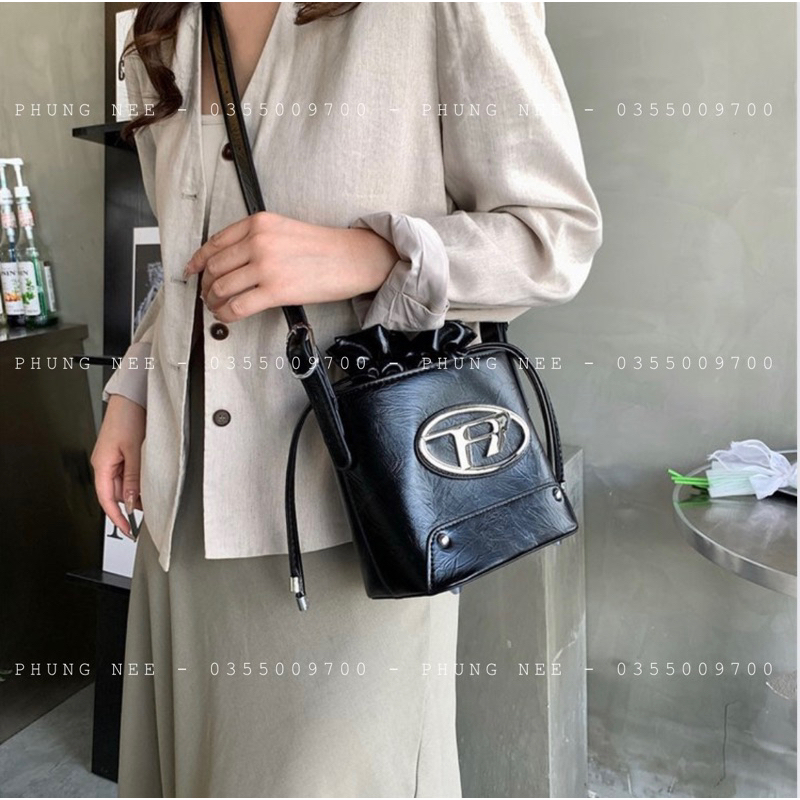 Túi xách nữ đeo chéo đeo vai D dây rút mẫu mới cực hot - Size 20cm