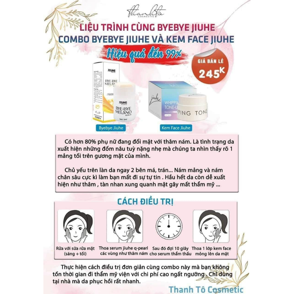 Kem Face Jiuhe Thanh Tô chính hãng - Kem dưỡng trắng da làm mờ thâm nám tàn nhang