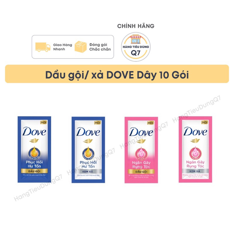 DẦU GỘI/XẢ DOVE DÂY 10 GÓI