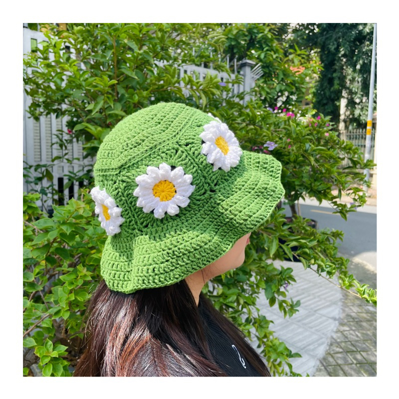 Nón Len Bucket Hoa Daisy Handmade