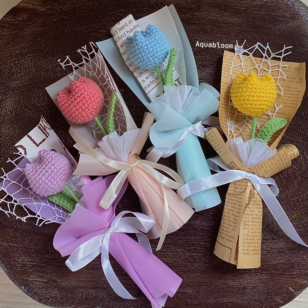 CÓ SẴN - Bó hoa tulip len handmade
