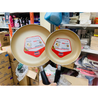 Cặp 2 chảo sunhouse chống dính size 18cm và 24cm, chảo chiên chống dính, chảo sun.house đế trẹt