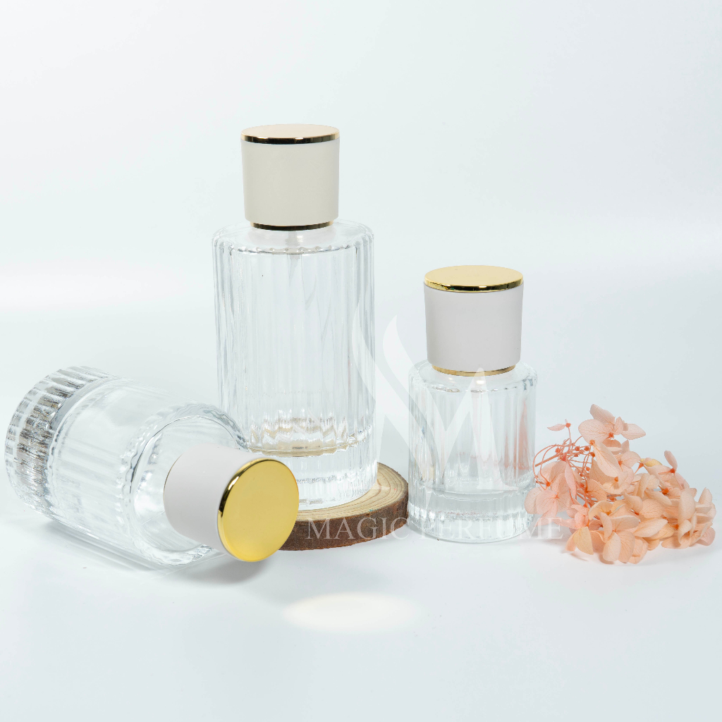 Chai lọ chiết nước hoa thủy tinh cao cấp 30/50ml  dạng tròn có vân dạng phun sương