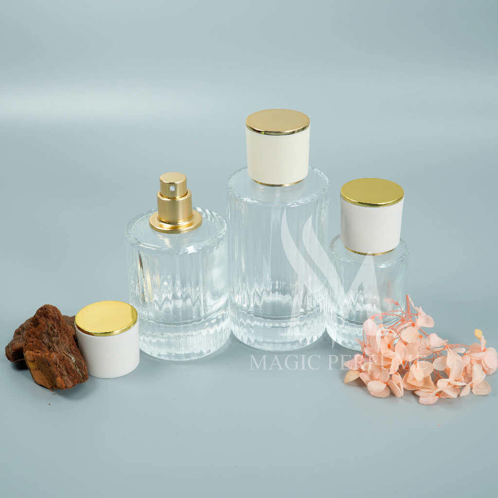 Chai lọ chiết nước hoa thủy tinh cao cấp 30/50ml  dạng tròn có vân dạng phun sương