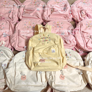 Balo đi học thêu tên màu pastel cho bé iu
