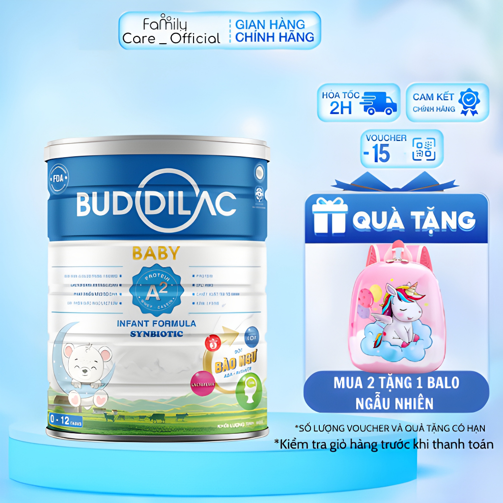 Sữa Bột Buddilac Baby Hộp 900g - Giúp Bé Ăn Ngon Ngủ Sâu, Tăng Sức Đề Kháng, Phát Triển Trí Não