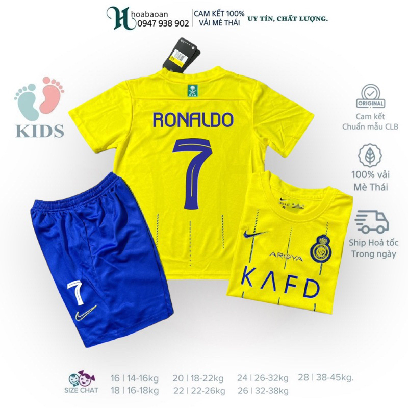 | NEW KIDS | Bộ Quần Áo Bóng Đá Trẻ Em CLB Alnassr Màu Vàng_ Mẫu Mới Nhất 23/24