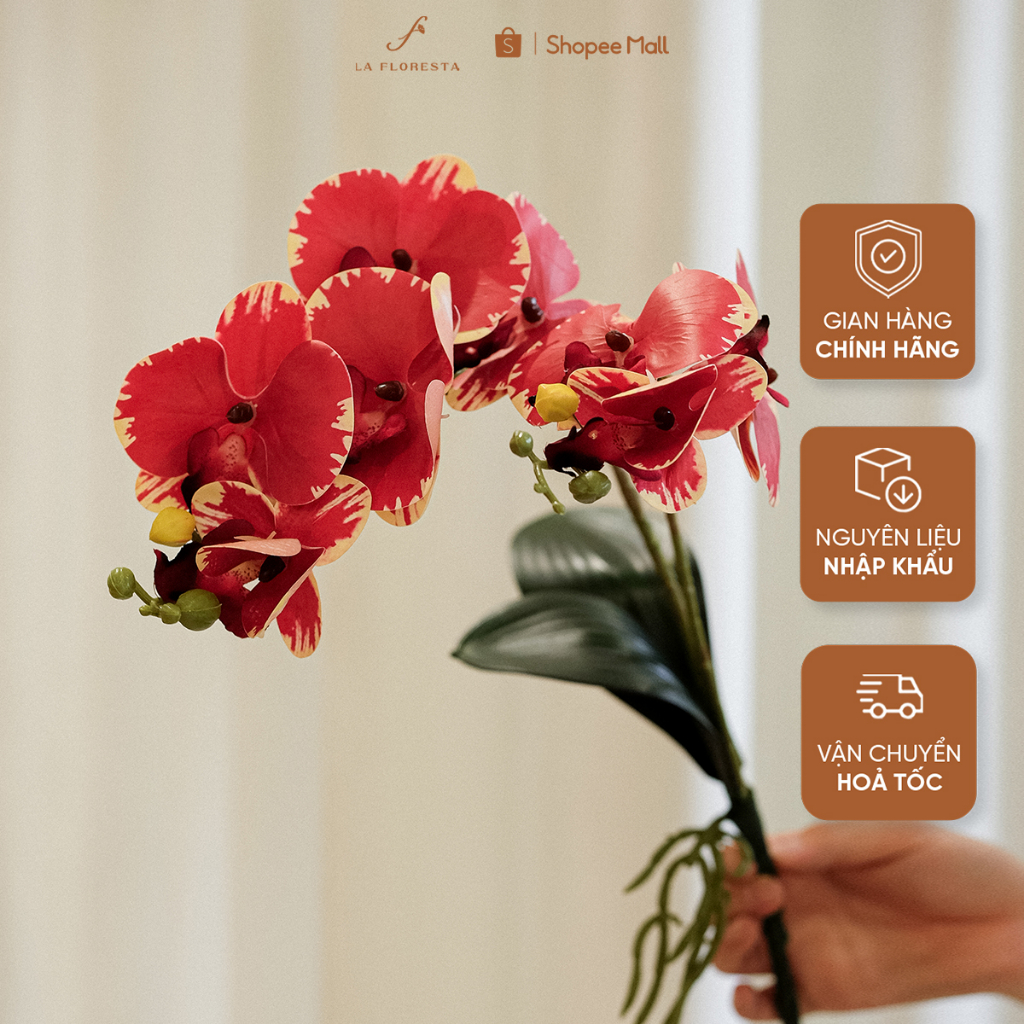 Cành Hồ Điệp Cao Su 3D 2 Nhánh Nhiều Màu Lụa Cao Cấp La Floresta - Hoa Decor Trang Trí