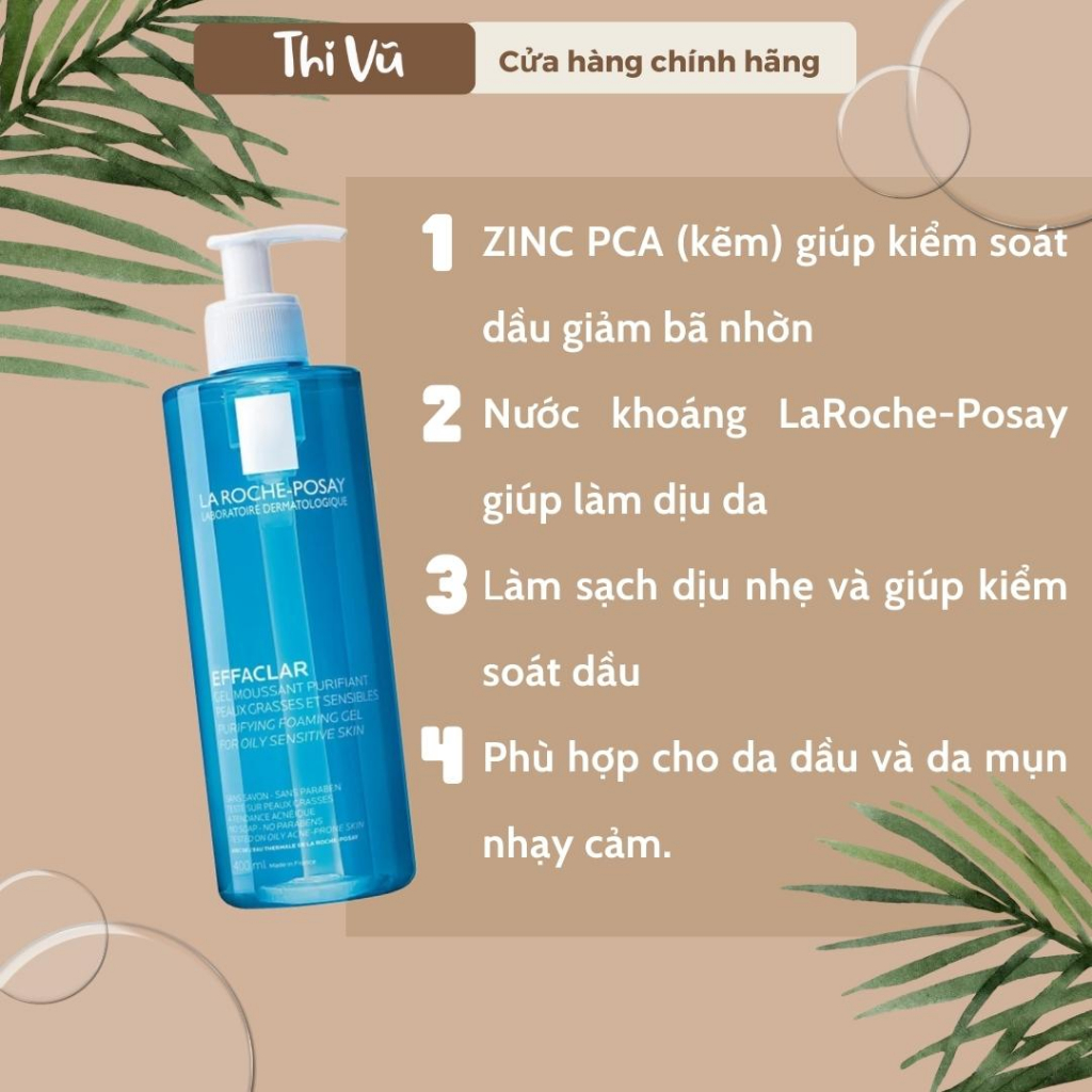 Sữa rửa mặt La roche Posay Effaclar Purifying Foaming Gel, sữa rửa mặt cho da dầu mụn nhạy cảm - Thi Vũ