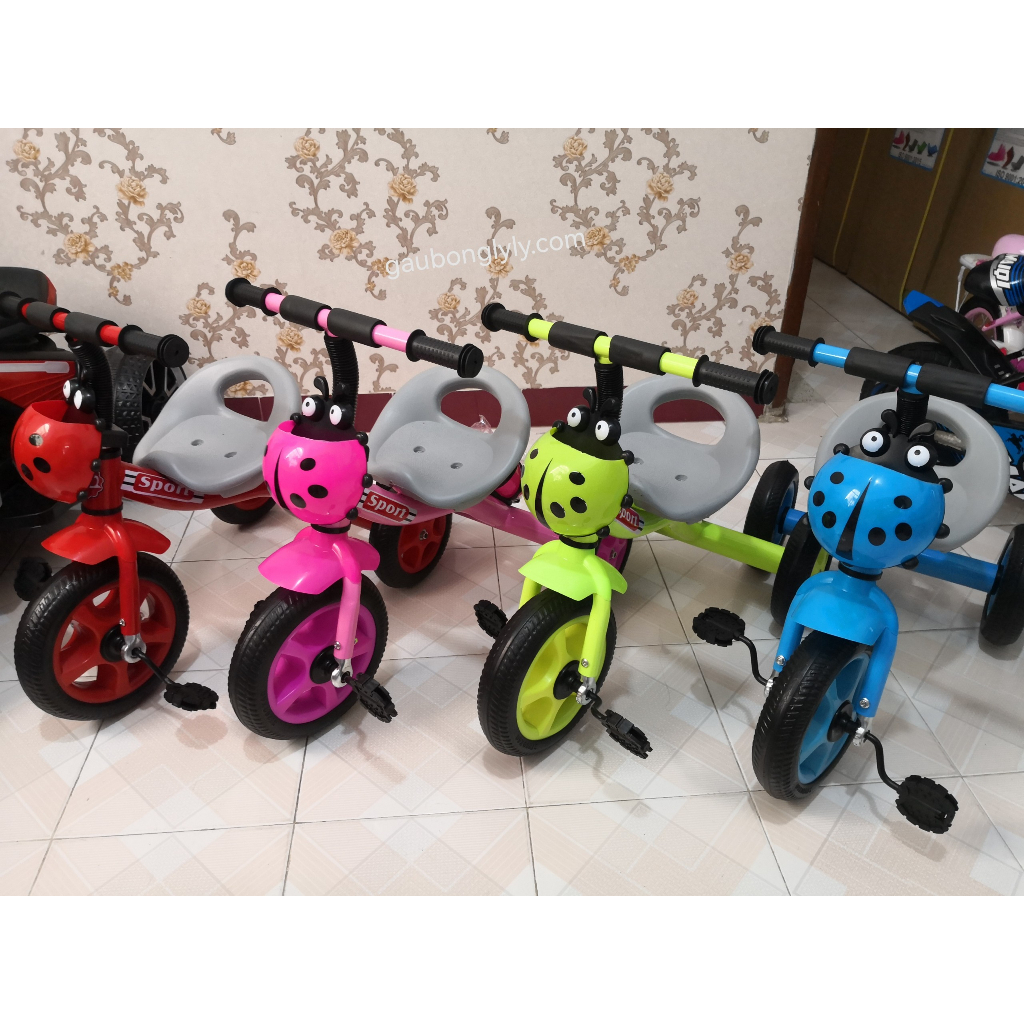 Xe đạp 3 bánh, Xe đạp bọ rùa đáng yêu khung thép cho bé có kèm bình nước