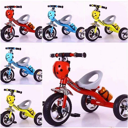 Xe đạp 3 bánh, Xe đạp bọ rùa đáng yêu khung thép cho bé có kèm bình nước