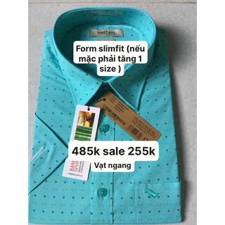 Áo sơ mi việt tiến vạt ngang giá 485k sale 235k form slimfit
