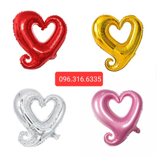 Bóng trái tim móc tráng nhôm,Bóng trái tim rỗng, tim móc phụ kiện trang trí sinh nhật, tiệc cưới
