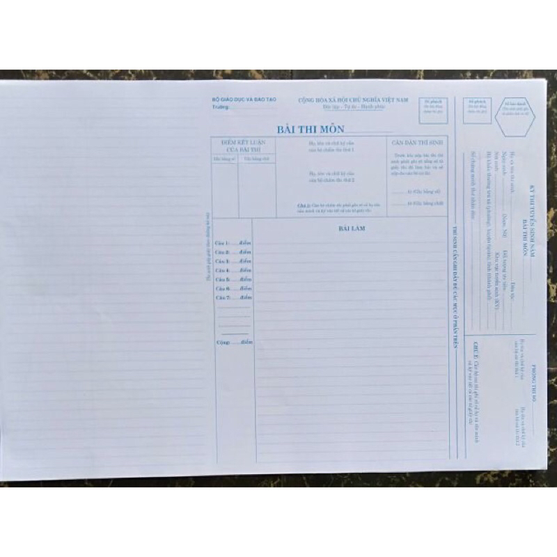 COMBO 100 TỜ GIẤY THI ĐẠI HỌC