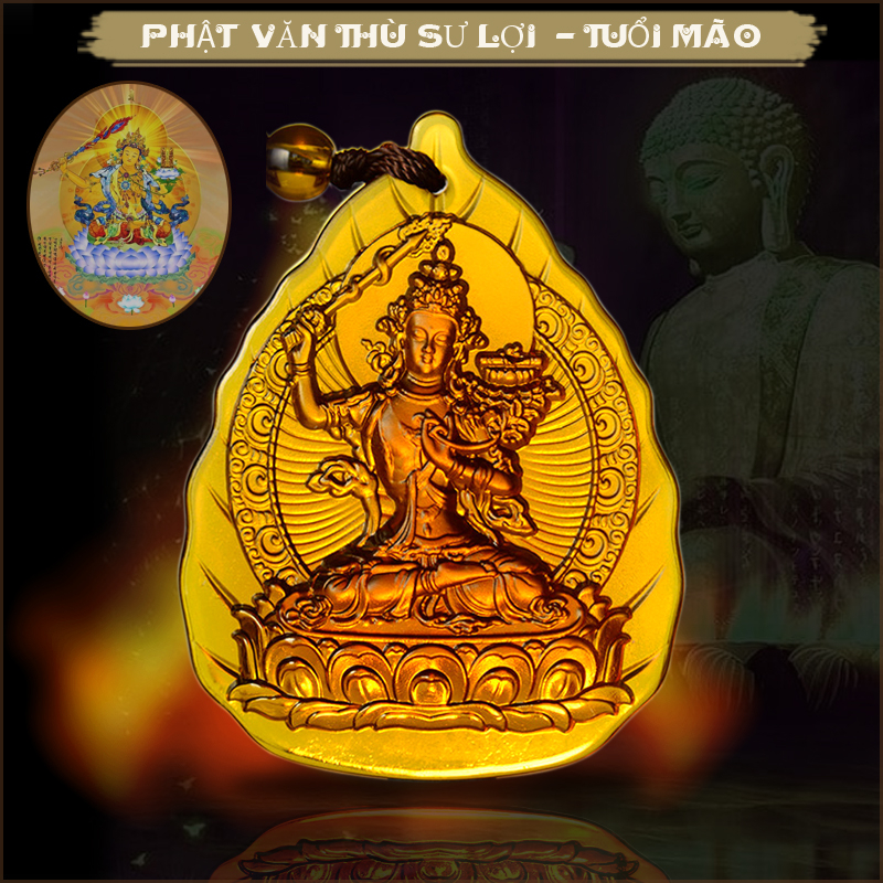 Dây chuyền Phật bản Mệnh - Chuỗi hạt đeo cổ Phật Văn Thù Bồ Tát tựa lá đề - Tuổi Mão