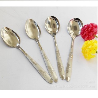 Thìa inox cán dài in hoa văn