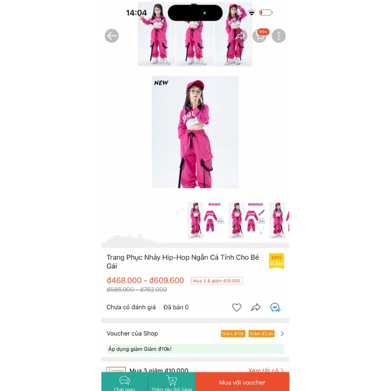 Bộ đồ bé gái phong cách hip hop chuẩn ảnh 10/30kg