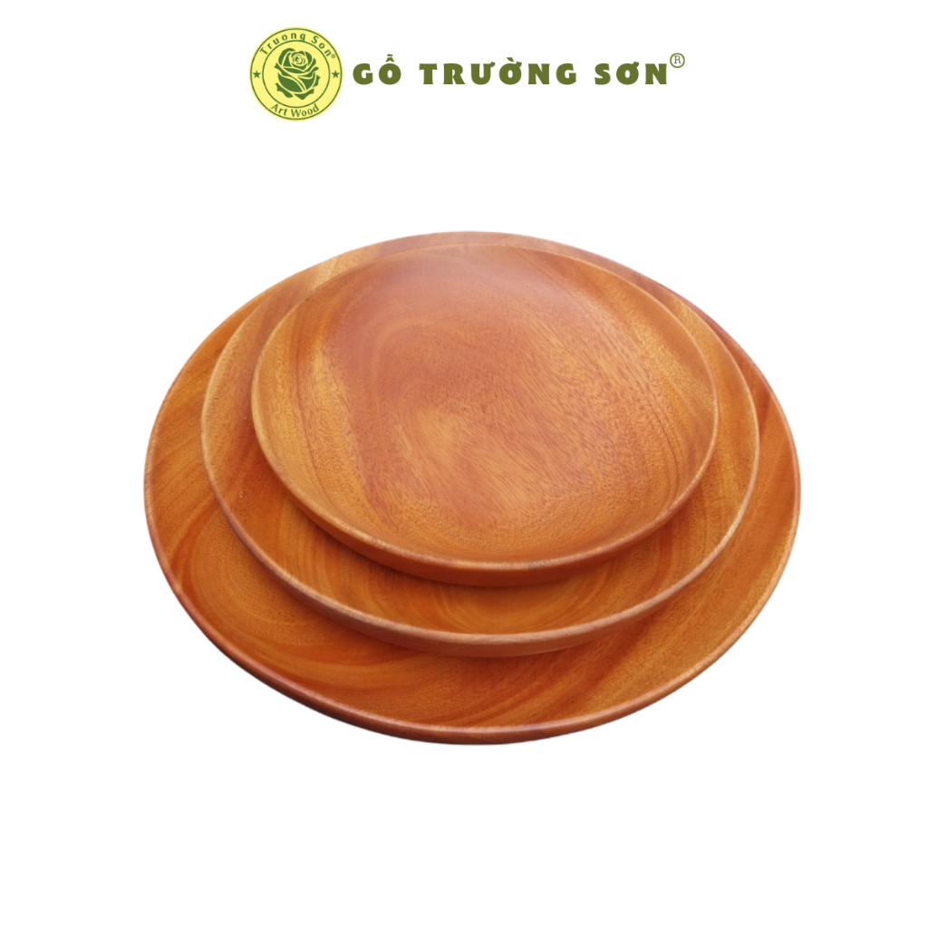 Bộ Khay Dĩa Xà Cừ Hình Tròn - Khay Dĩa Đựng Trái Cây/Thực Phẩm Có Đế Chân Cỡ Lớn (3 Size) - Đồ Gỗ Gia Dụng Nhà Bếp