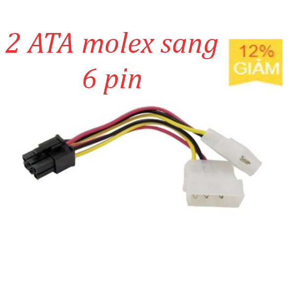 Cáp nguồn 2 Molex ATA sang 6pin cho card đồ họa VGA
