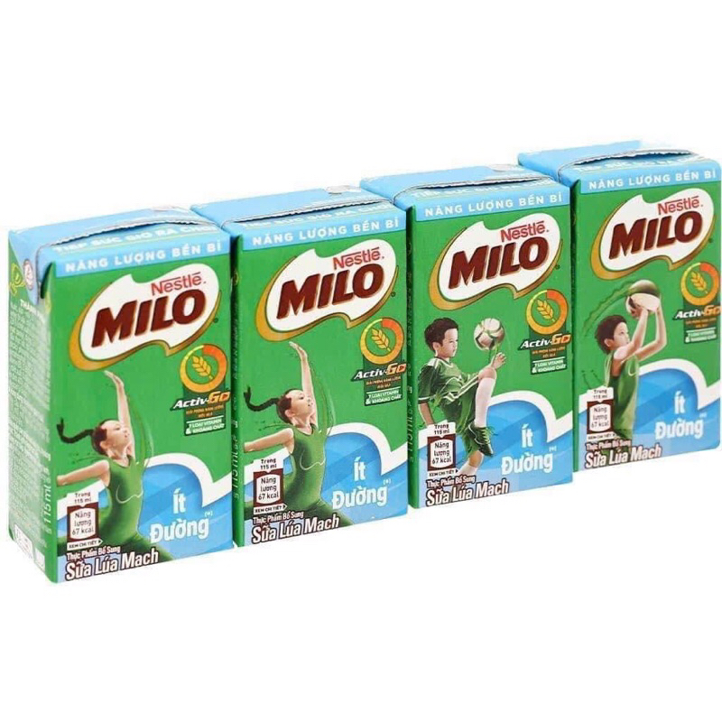 lốc sữa milo ít đường 110ml