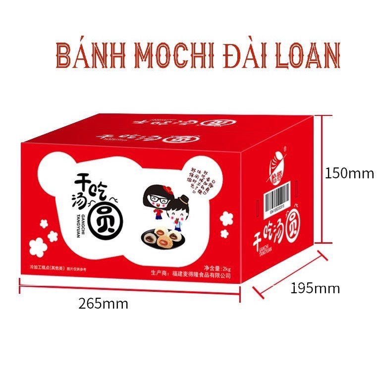 Thùng 2 kg bánh Mochi dẻo bao vừng Đài Loan trộn 4 vị