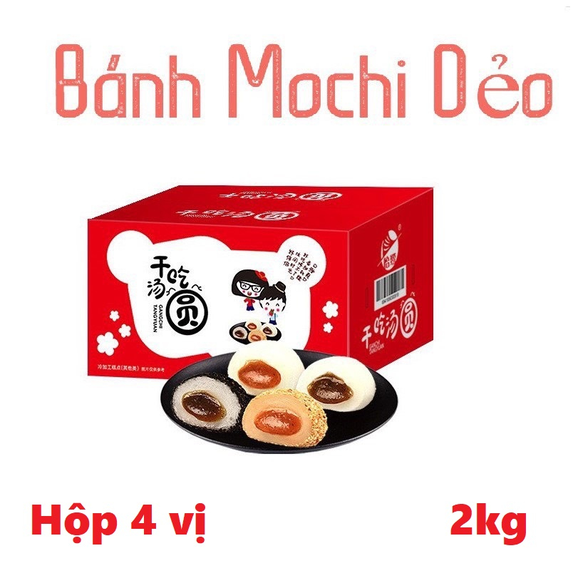 Thùng 2 kg bánh Mochi dẻo bao vừng Đài Loan trộn 4 vị