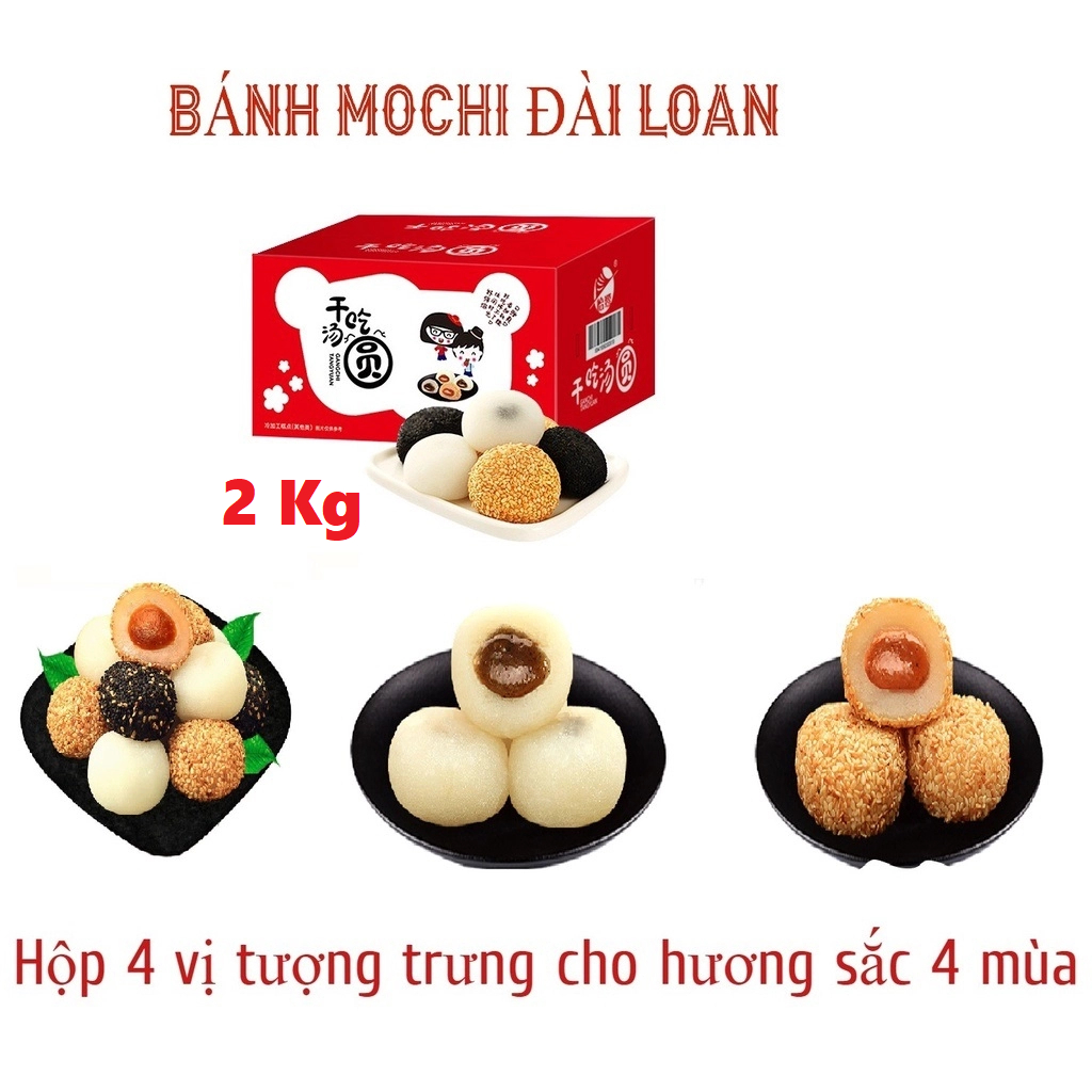 Thùng 2 kg bánh Mochi dẻo bao vừng Đài Loan trộn 4 vị