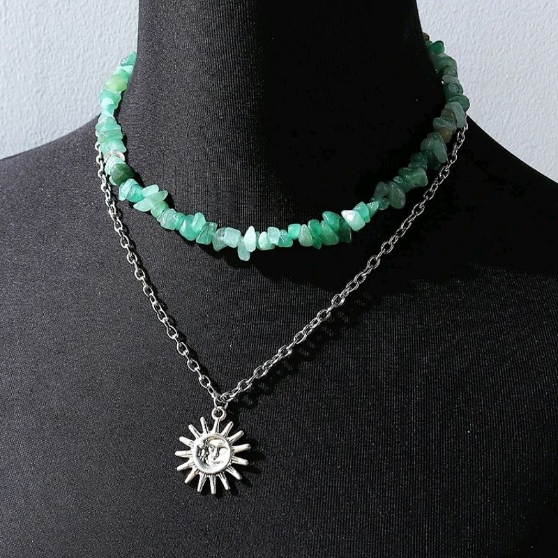 Vòng Cổ Hippie Chuỗi Hạt Kết Cườm Đính Charm Mặt Trời Phong Cách Gypsy, Boho