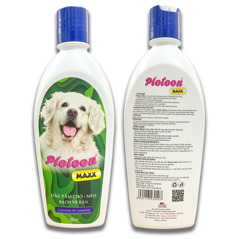 Sữa tắm cho chó Fay 🔥 FREESHIP 🔥 Fay Plotoon Maxx 300ml Dầu tắm chuyên diệt ve| vệ sinh khử mùi | giảm rụng lông