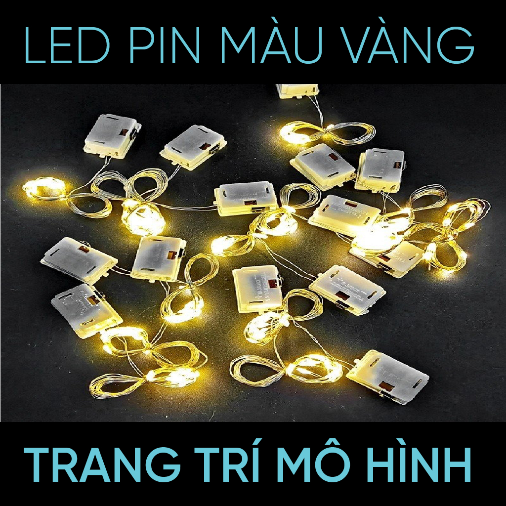 Dây Led Pin Màu Vàng - dài 1m - 10 bóng - Dùng để trang trí mô hình