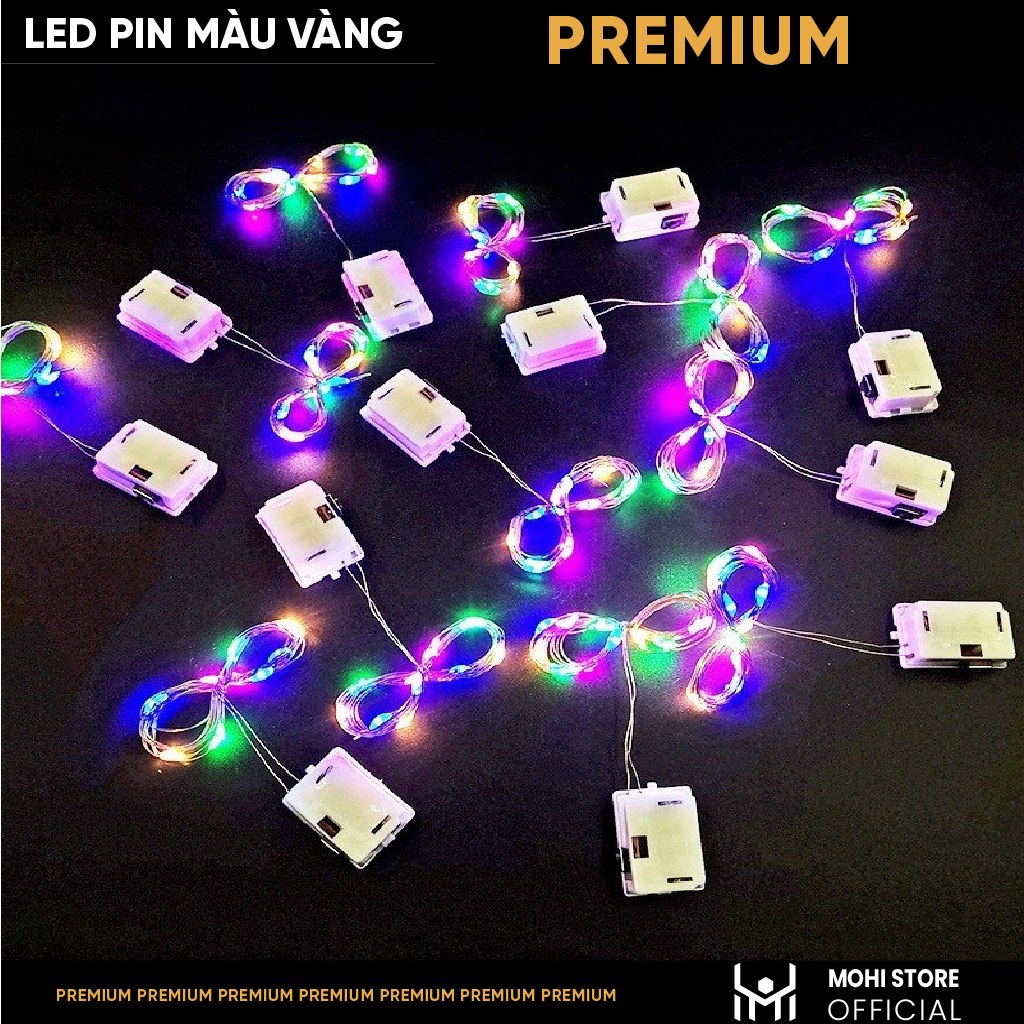 Dây Led Pin Màu Vàng - dài 1m - 10 bóng - Dùng để trang trí mô hình