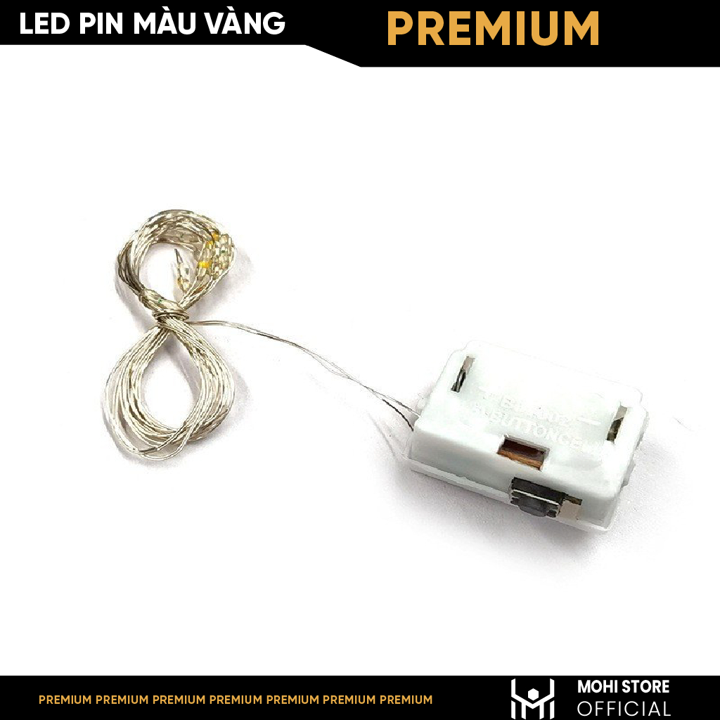 Dây Led Pin Màu Vàng - dài 1m - 10 bóng - Dùng để trang trí mô hình