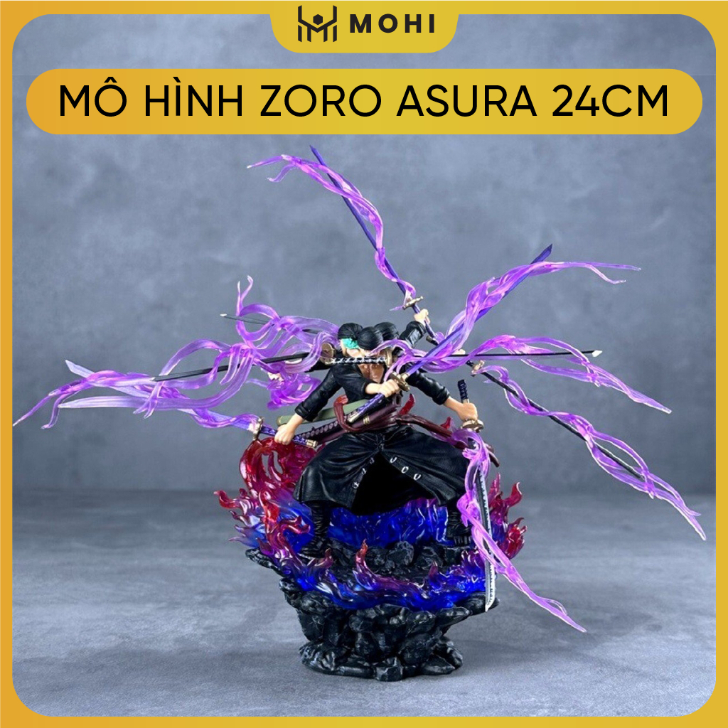 Mô Hình OnePiece Zoro Asura 3 đầu 6 tay siêu ngầu bản nhỏ - Cao 24cm nặng 360gram - Figure OnePiece - Hộp màu