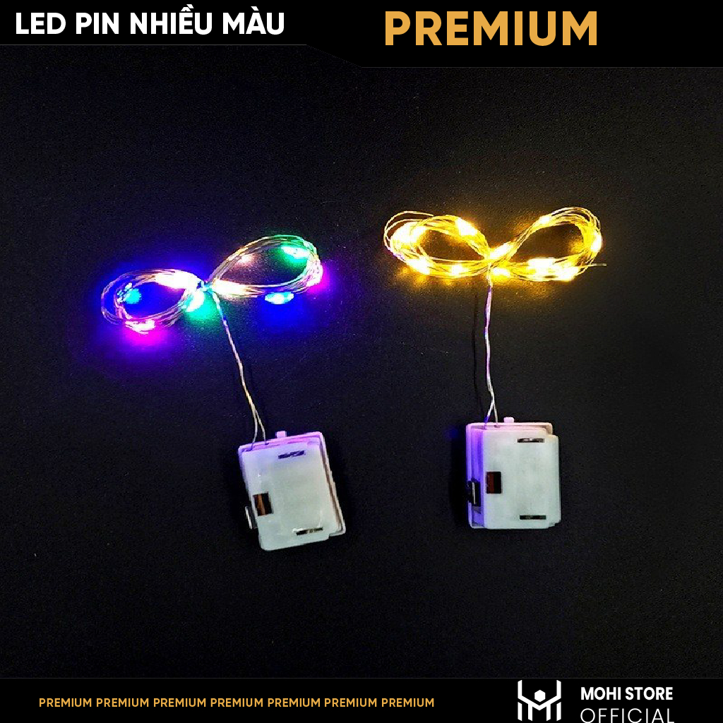 Dây Led Pin Nhiều Màu -dài 1m - 10 bóng - Dùng để trang trí mô hình