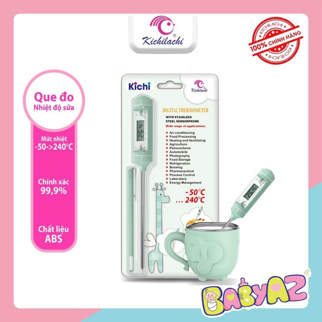 Nhiệt kế đo nhiệt độ nước pha sữa điện tử que đo nhiệt độ nước, cháo, chất lỏng KICHILACHI hàng chính hãng