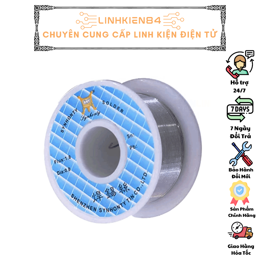Thiếc Hàn SN63 0.8MM Cuộn 50Gram Bóng, Đẹp, Chất Lượng Cao