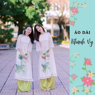 Áo dài cách tân hoa sen dáng suông đính kết cao cấp