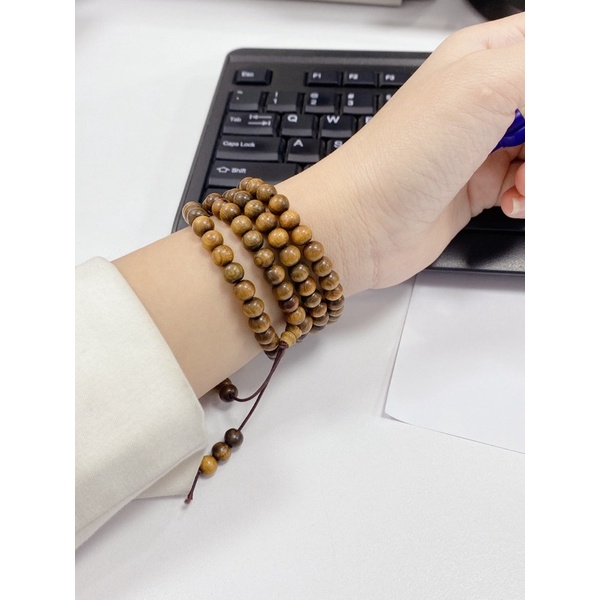 Vòng Tay Chuỗi Hạt Gỗ Bách Xanh Cao Cấp Dành Cho Nam Nữ . size 12-16 li